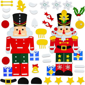 3.8Ft DIY Nutcracker Xmas Gifts Kids Toddlers Ornaments Wall Hanging Felt Christmas Tree  set Decoration with Detachable