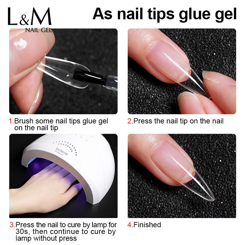 Nail Gel Glue for Tips ibdgel Rhinestones False Nail Art Tips Clear Nail Gel Glue Long Lasting