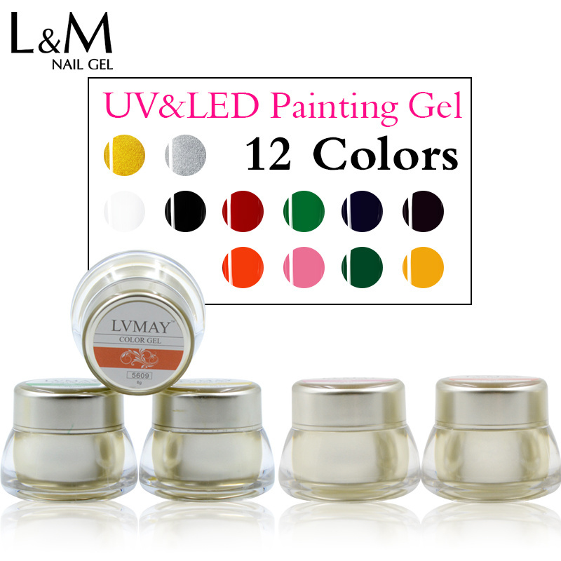 L&M wholesale high quality nailpolish 12color nail kit soak off art paint uv gel