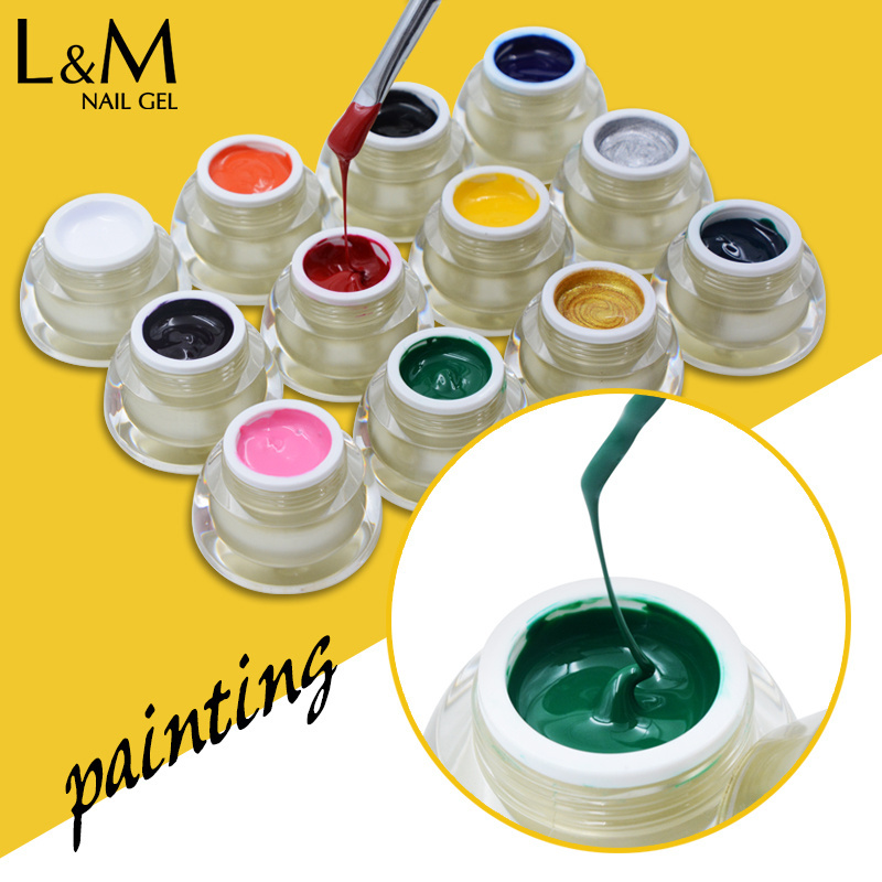 L&M wholesale high quality nailpolish 12color nail kit soak off art paint uv gel