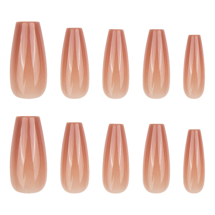 Pretty Press On Nails Long Almond Coffin Square Fake Nails Handmade Pearl Gel Tips Artificial Nail