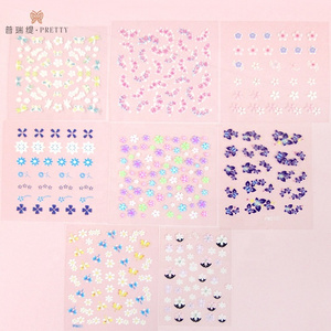 3D Nail Flower Art Decorations DIY Colorful Plant Pattern Adhesive Nail Decals Foil Design Stickers for Nails Designs