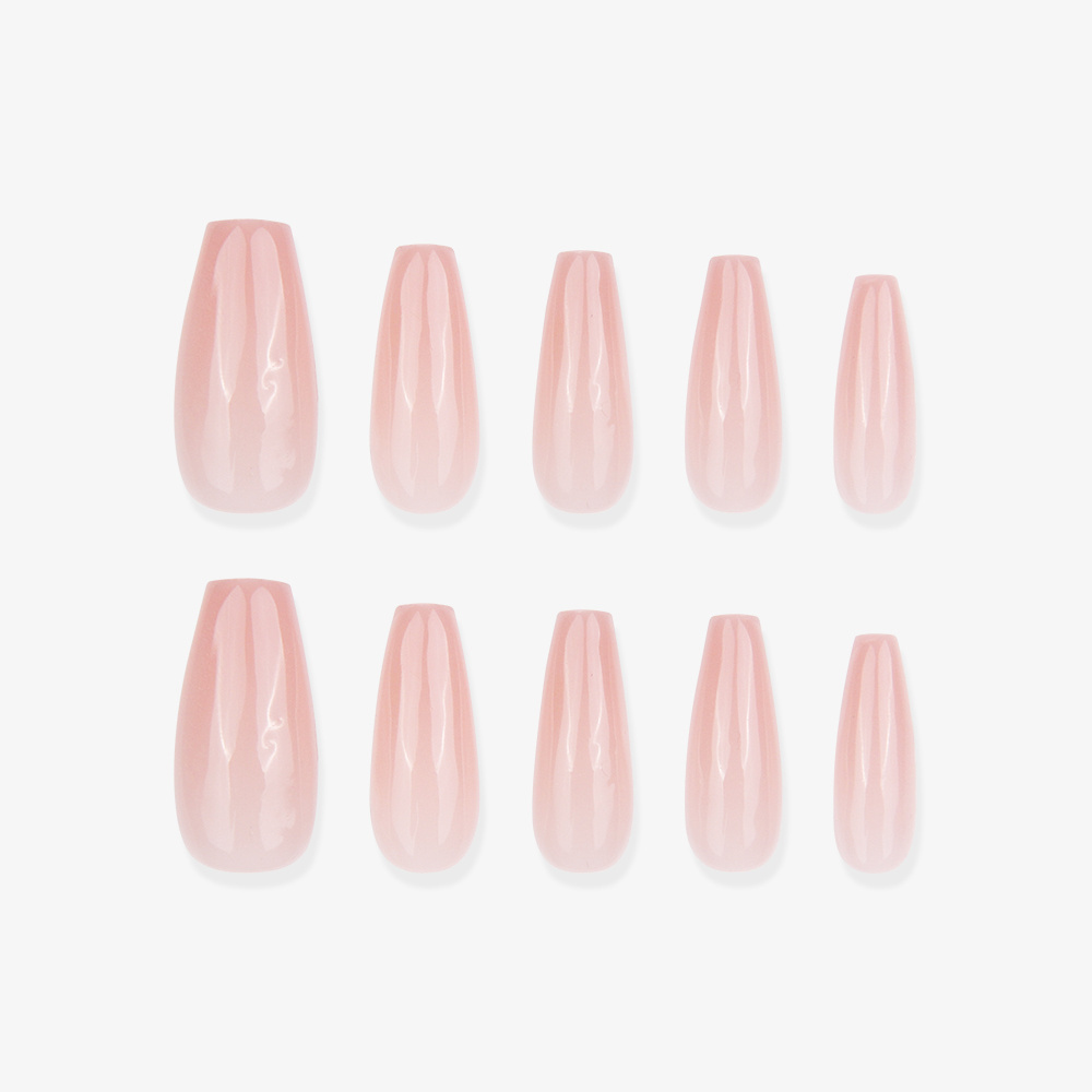 Pretty Press On Nails Long Almond Coffin Square Fake Nails Handmade Pearl Gel Tips Artificial Nail