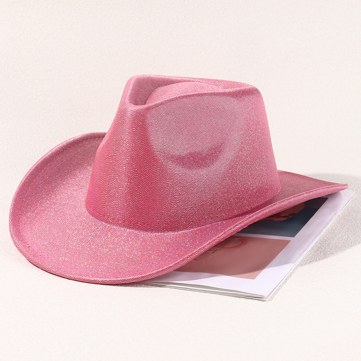 Wholesale Solid color Halloween Carnival Party Pink Fluorescent Composite Laser Hat Western Style Fantasy Colorful Cowboy Hat