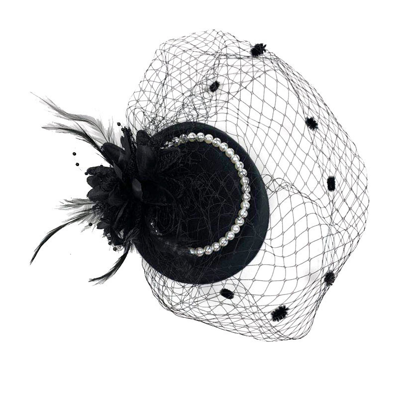 Veil Fascinator Hat for Women Tea Party Kentucky Fascinator Hat Pillbox Feather Fascinator with Pearl Woman Wedding Derby hat