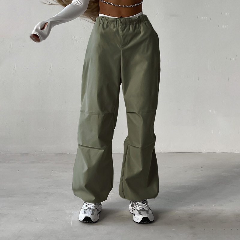 2023 Hot Sale Overalls Women Summer New Street Hip Hop Hottie Loose High-Waist Pleated Feet Parachute Pants