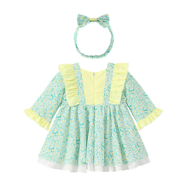 High Quality Baby Dress Easter Baby Girls Clothes Spring Kids Bishop Smocked Dresses Cross Embroidery Ruffles Dress For Girl