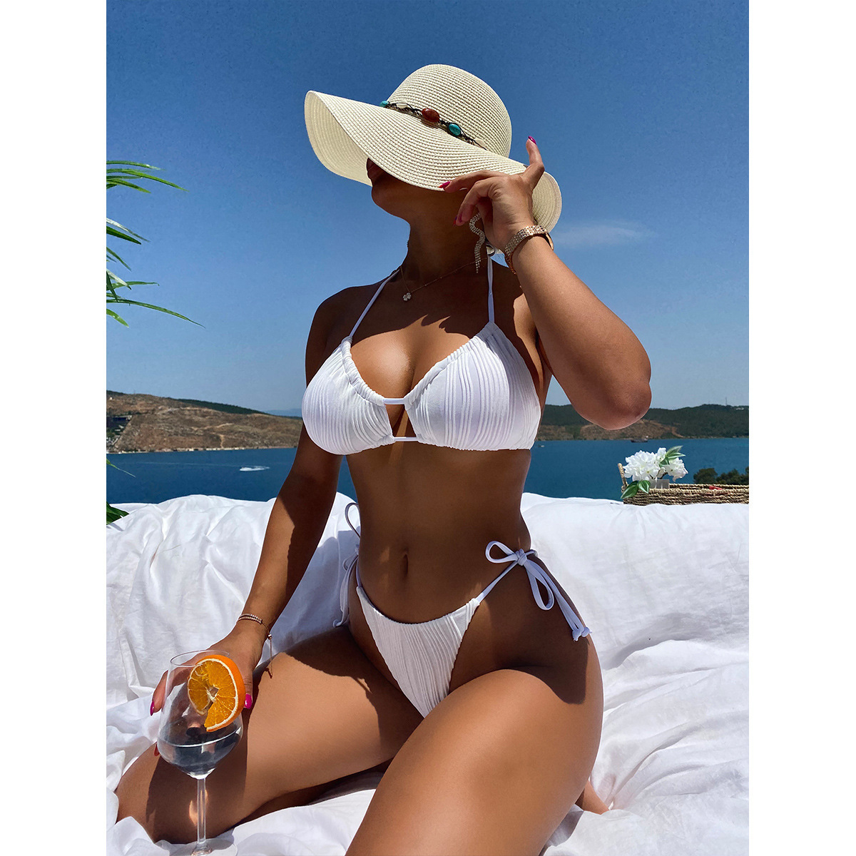 Women swimwear bikini two piece bikini Bandeau Swimwear Women Swimsuit Mini Micro Bikinis  hollow out one piece swimwear