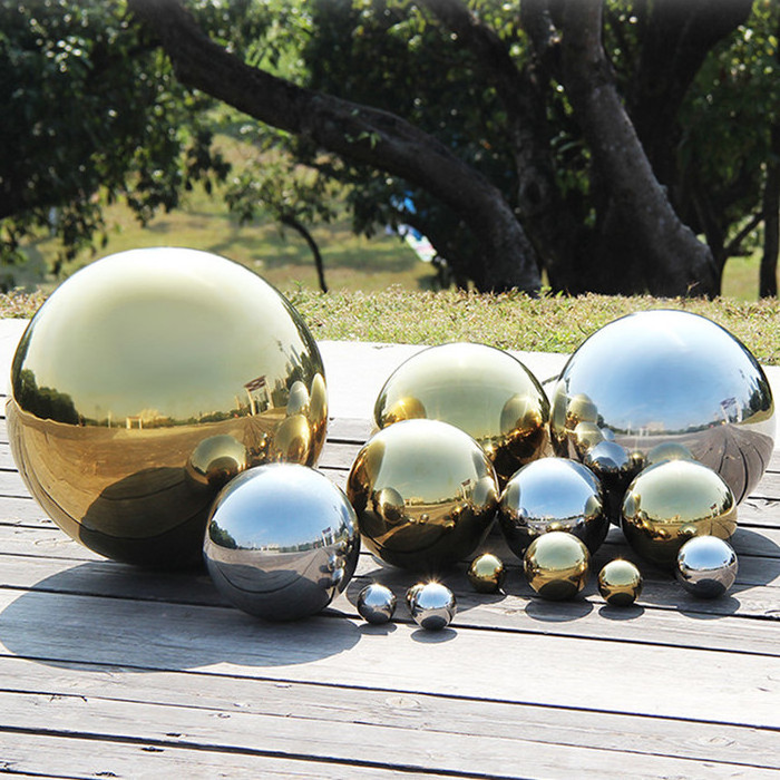 Factory high quality 400mm stainless steel hollow sphere with gold plating finish