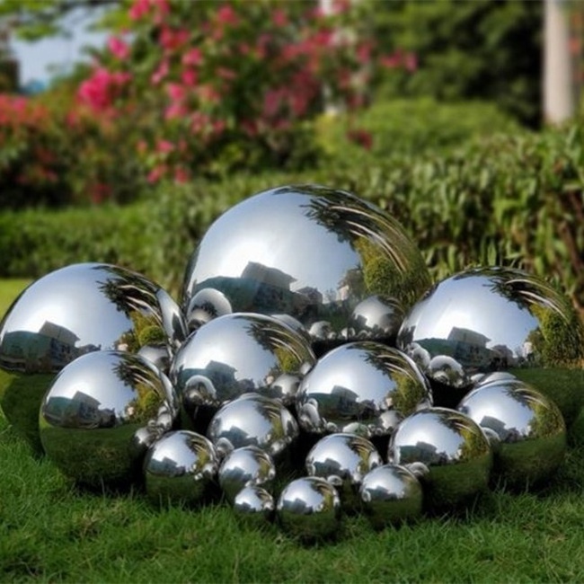 low price high quality 304 stainless steel hollow spheres for garden decoration