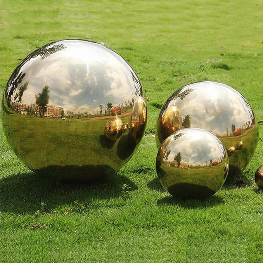 Factory high quality 400mm stainless steel hollow sphere with gold plating finish