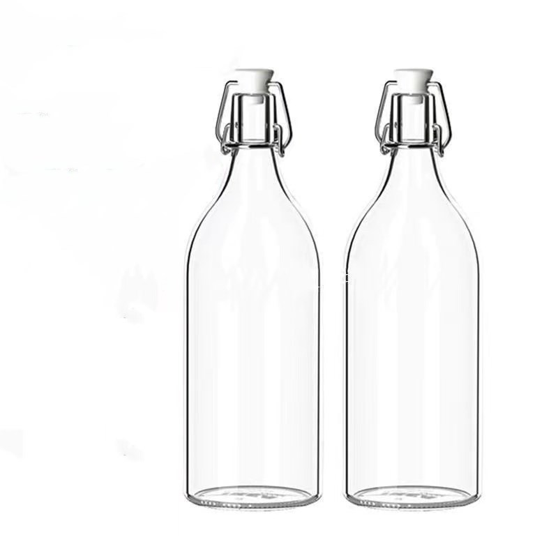 1Liter Glass Bottle Flip Top Beverage 1000ml 33oz With Swing Stopper Swing Top Clip Cap Glass Water Bottles for Juice