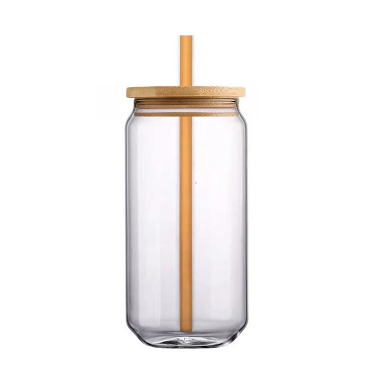 Drinking Glass Soda 20oz Canned Water Cup 16oz Libbey Shaped Sublimation Blank Beer Can Glass With Bamboo Lid