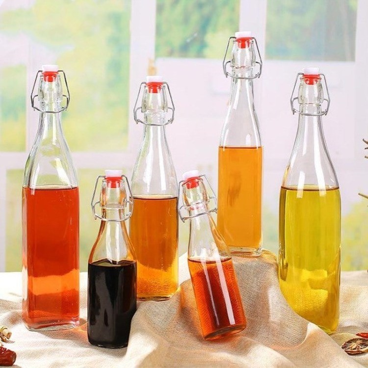 500ml 1000ml 1 Liter  Flip Top Glass Bottle Swing Top Brewing clear Bottle with Stopper for Beverages, Oil, Vinegar, Beer