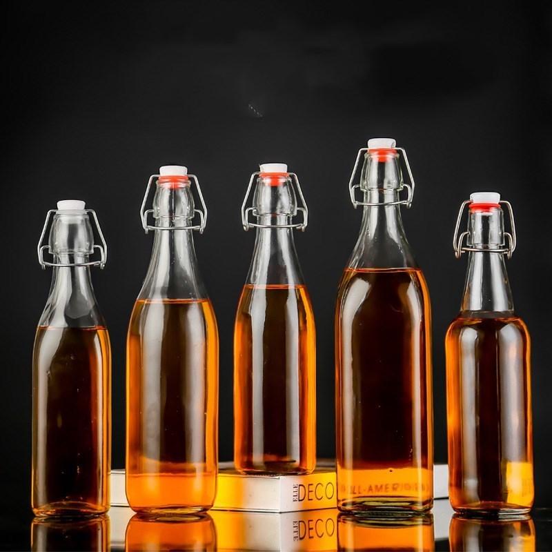 500ml 1000ml 1 Liter  Flip Top Glass Bottle Swing Top Brewing clear Bottle with Stopper for Beverages, Oil, Vinegar, Beer