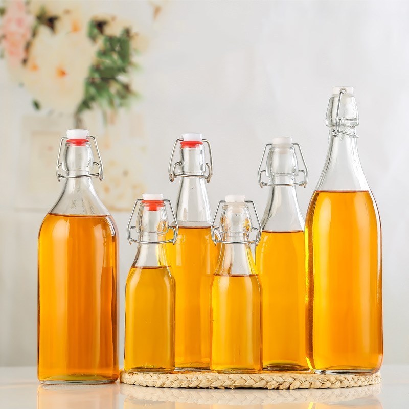 500ml 1000ml 1 Liter  Flip Top Glass Bottle Swing Top Brewing clear Bottle with Stopper for Beverages, Oil, Vinegar, Beer