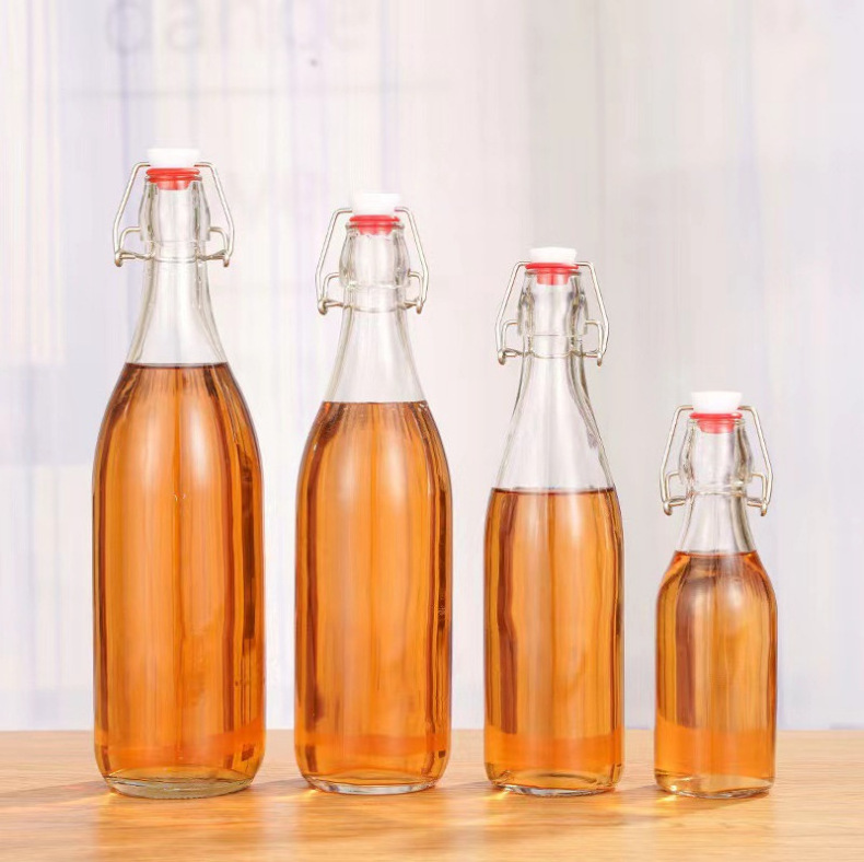 500ml 1000ml 1 Liter  Flip Top Glass Bottle Swing Top Brewing clear Bottle with Stopper for Beverages, Oil, Vinegar, Beer