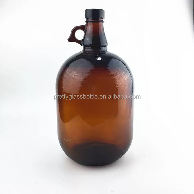 Amber 3L 2L 1gallon 1/2 gallon glass wine jug growler beer glass jug with screw cap