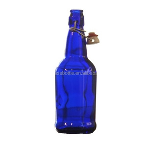 Hot Sale Home Brew Beer Growler Empty Round 500ml Glass Bottle Cobalt Blue Swing Top Beer Bottles With EZ Cap