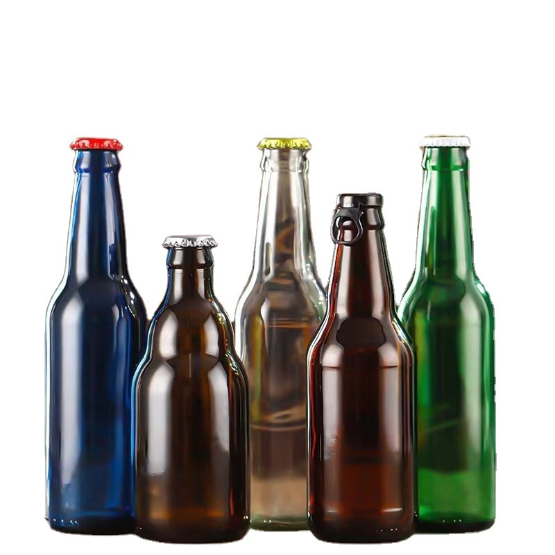 Wholesale factory price 330ml 10oz empty blue green clear amber matte black  Glass Beer Bottle for Juice Soda Drinks beer