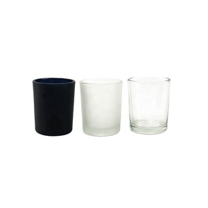 Wholesale Empty Round Frosted Clear Scent Wax Soy Votive Candle Container Luxury Matte Black 200 ML Candle Glass Holder Tumbler