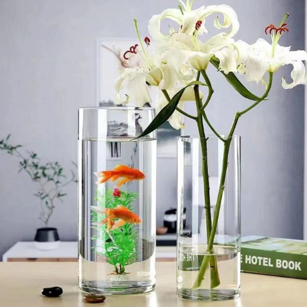 Tall flower glass cylinder vase water gel beads centerpieces for wedding home decoration straight side Nordic Modern Vase