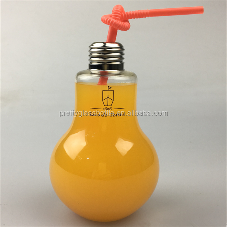 Mini Fancy Design 50 ml  200ml 500ml Light Bulb Shaped Fresh Fruit Juice  Beverage Glass kombucha carbonated drinks Bottles