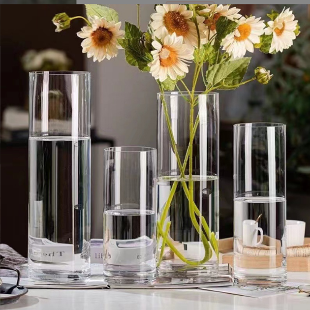 Tall flower glass cylinder vase water gel beads centerpieces for wedding home decoration straight side Nordic Modern Vase