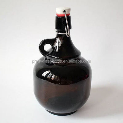 Swing top 32oz 64oz glass beer growler 1L/2L amber wine jug glass bottles wholesale