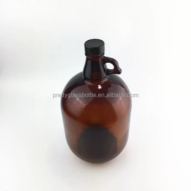 Amber 3L 2L 1gallon 1/2 gallon glass wine jug growler beer glass jug with screw cap