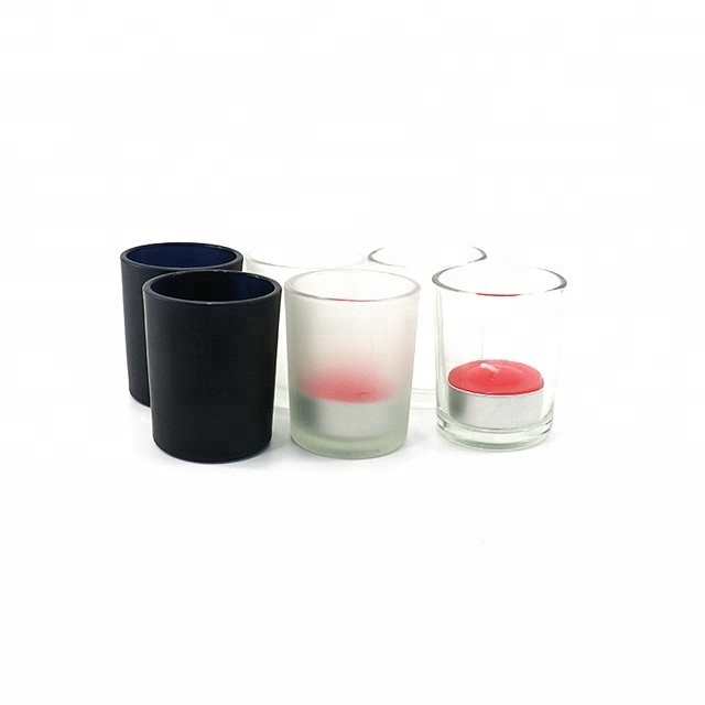 Wholesale Empty Round Frosted Clear Scent Wax Soy Votive Candle Container Luxury Matte Black 200 ML Candle Glass Holder Tumbler