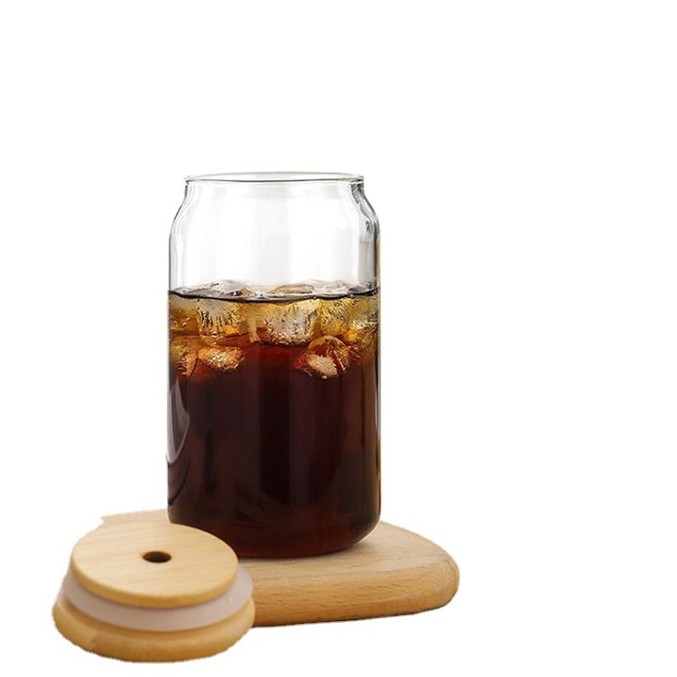 Drinking Glass Soda 20oz Canned Water Cup 16oz Libbey Shaped Sublimation Blank Beer Can Glass With Bamboo Lid