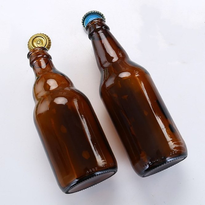 Wholesale 330ml 500ml amber clear glass soda bottle for carbonated drinks with crown cap for drinks, juice water home brew beer