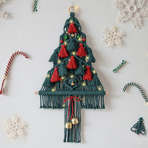 Boho Style Wall Hanging Decor Woven Macrame Christmas Tree Ornament