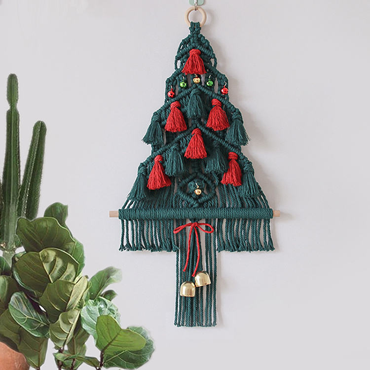 Boho Style Wall Hanging Decor Woven Macrame Christmas Tree Ornament