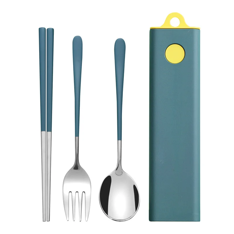 Customized logo gift dinner tableware Camping Spoon Fork Chopstick Set stainless steel 304 Portable Travel Cutlery set with case