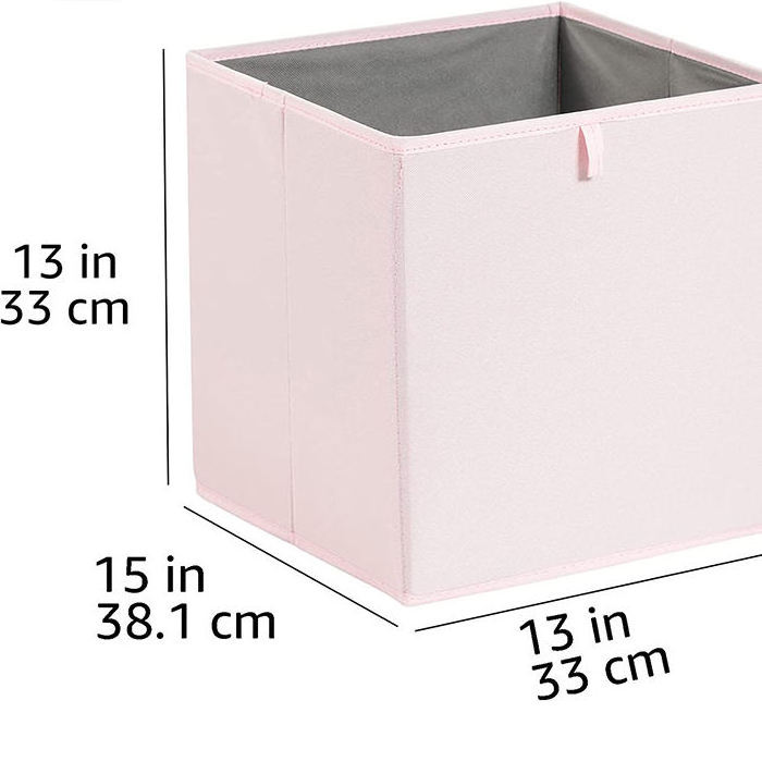 Collapsible 13 Inch 6 Pack Pink Non Woven Fabric Storage Boxes Bins Organizer Household Items at home