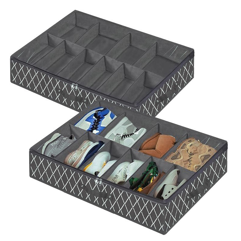 wholesale custom good price household storage box Underbed Shoes Boxes Under Bed Shoe Storage Organizer With Clear Window 2 Pack