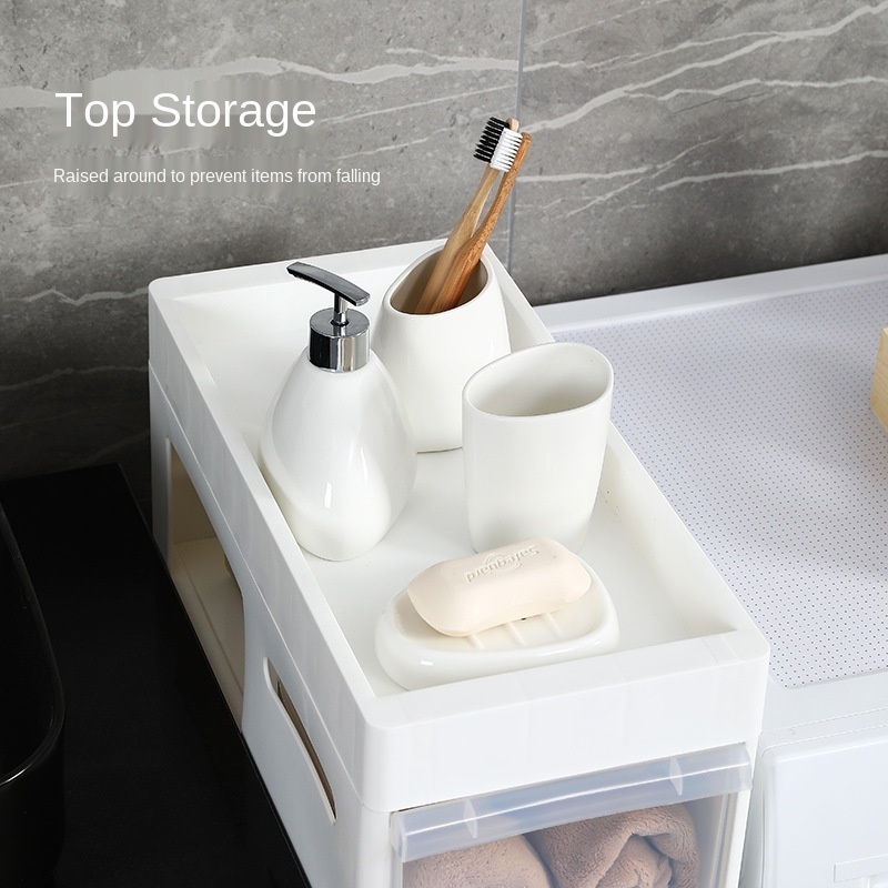 Bathroom Crevice Storage Cabinet Drawer Type Plastic Transparent Ultra-narrow Gap Cabinet Kitchen Refrigerator Crevice Rack