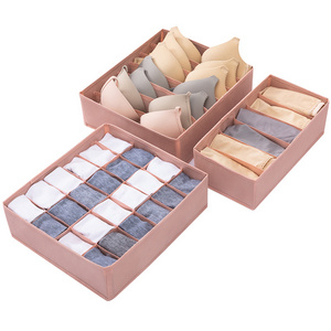 Underwear Storage Box Artifact Household Foldable Socks Panties Finishing Box Divided Fabric Three-piece Coverless Storage