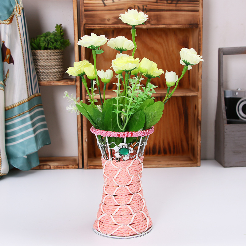 Factory Saling Flower Woven Vase Tall Rustic Planter Small Vases for flowers Wicker vase for home decor