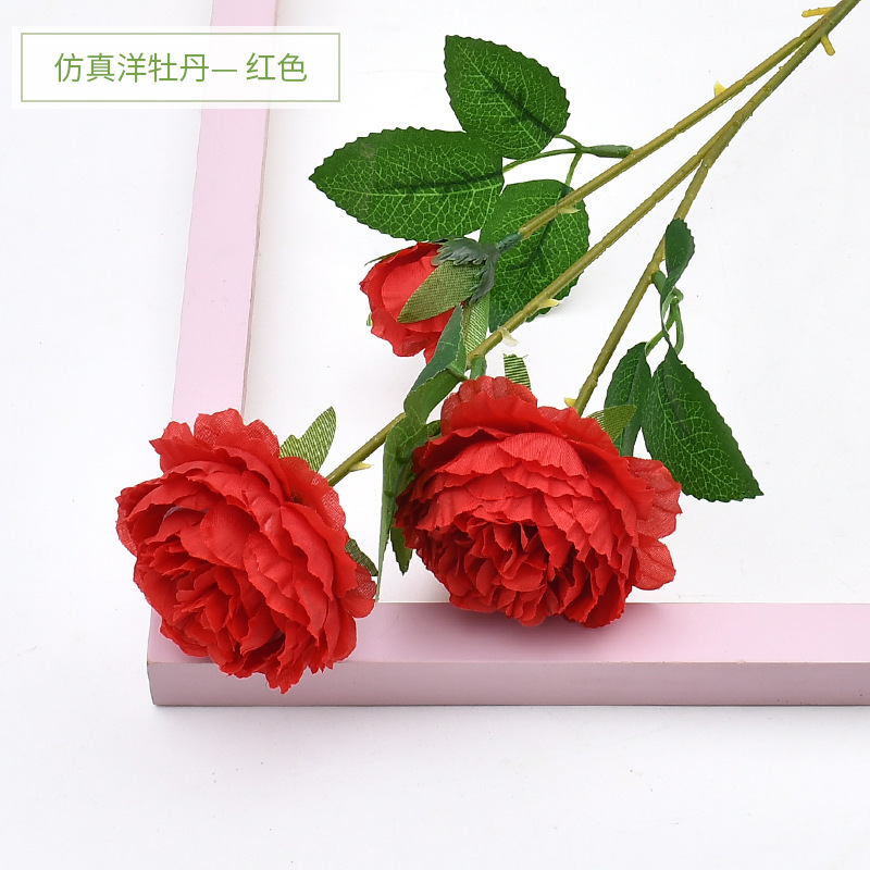 Artificial Flowers Peony Spray 3 Heads Silk Flower Faux Flowers Vintage for Wedding Home Kitchen Decoration