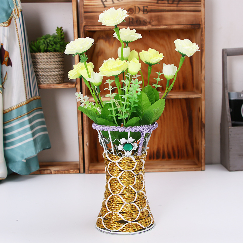 Factory Saling Flower Woven Vase Tall Rustic Planter Small Vases for flowers Wicker vase for home decor