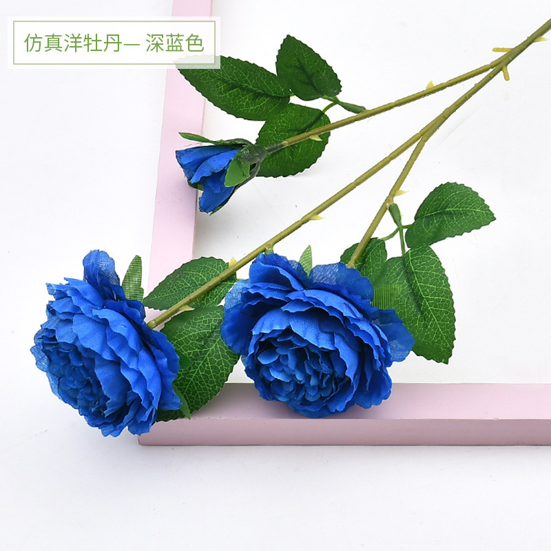 Artificial Flowers Peony Spray 3 Heads Silk Flower Faux Flowers Vintage for Wedding Home Kitchen Decoration