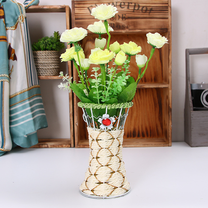 Factory Saling Flower Woven Vase Tall Rustic Planter Small Vases for flowers Wicker vase for home decor