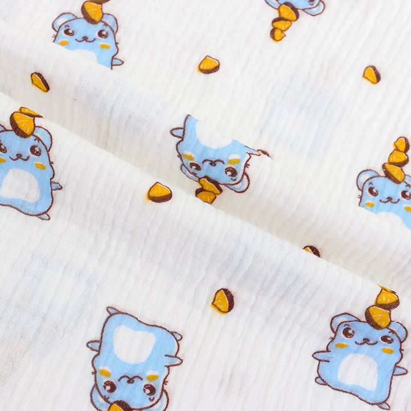 Cotton printing Double wrinkled cotton Muslin fabric 100%cotton for baby clothes