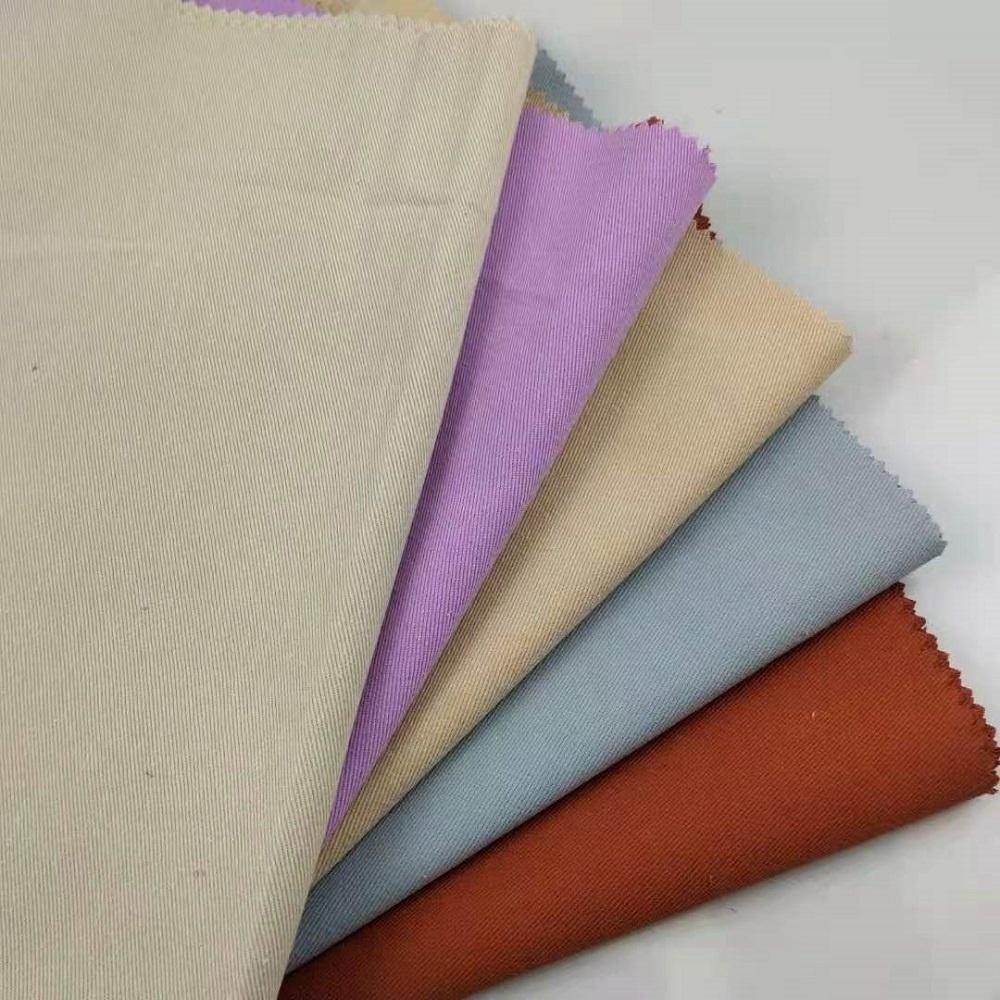 100% Cheap Customized Cotton Twill Plain Dyed Washed Fabrics  D312  for Mens Pants