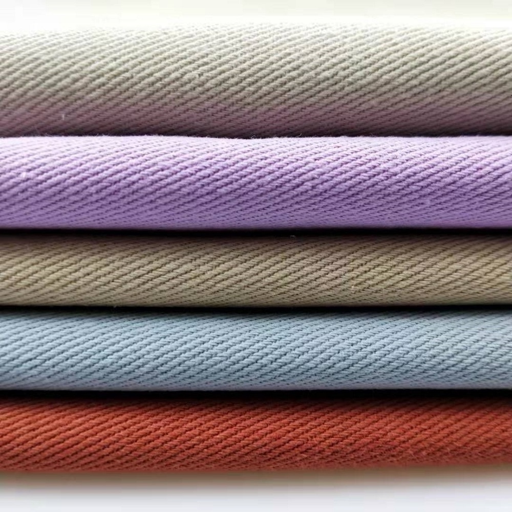 100% Cheap Customized Cotton Twill Plain Dyed Washed Fabrics  D312  for Mens Pants