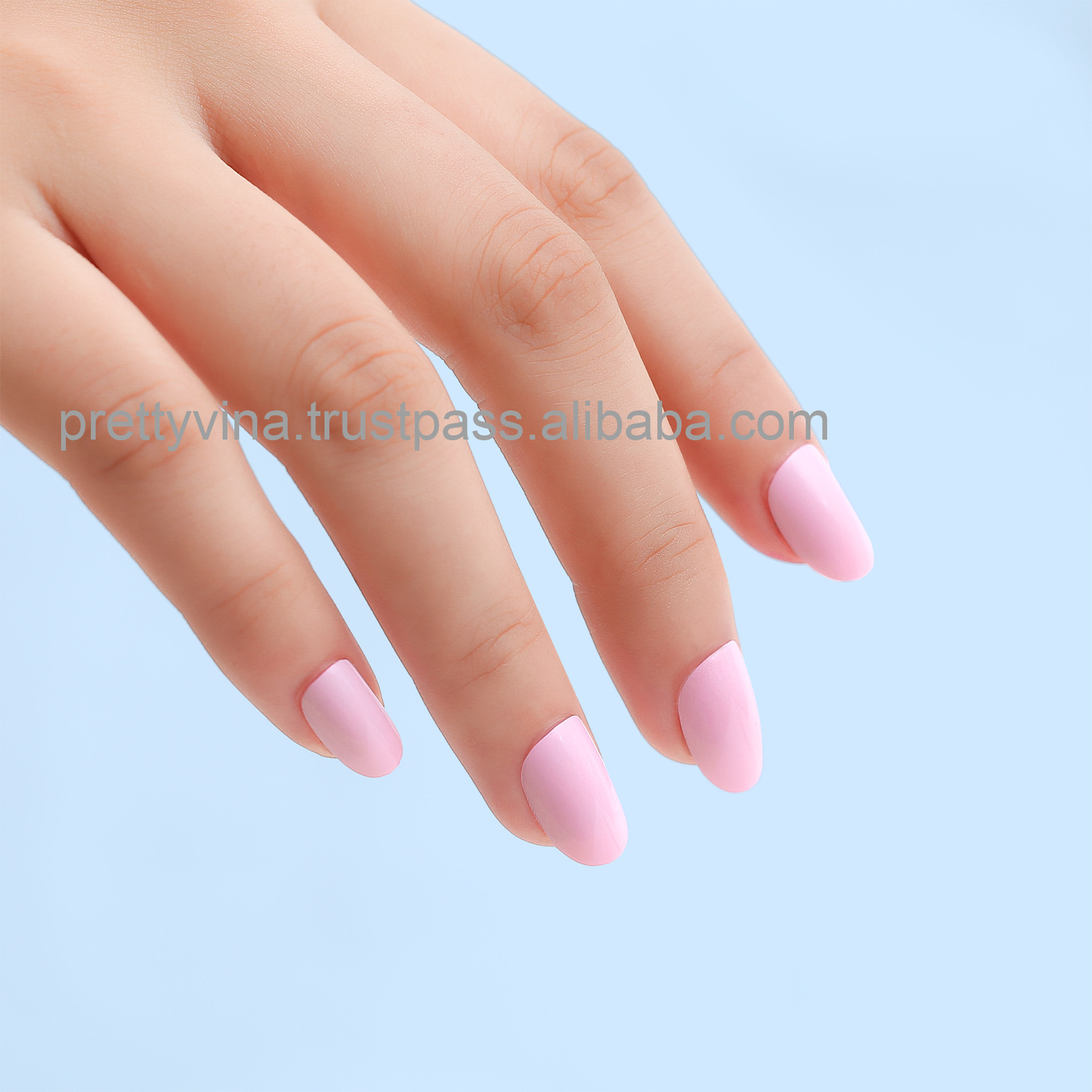 PRETTY WOMAN Best selling pale pink false nails oval solid color press on nails Gel Shine artificial fingernails faux nails