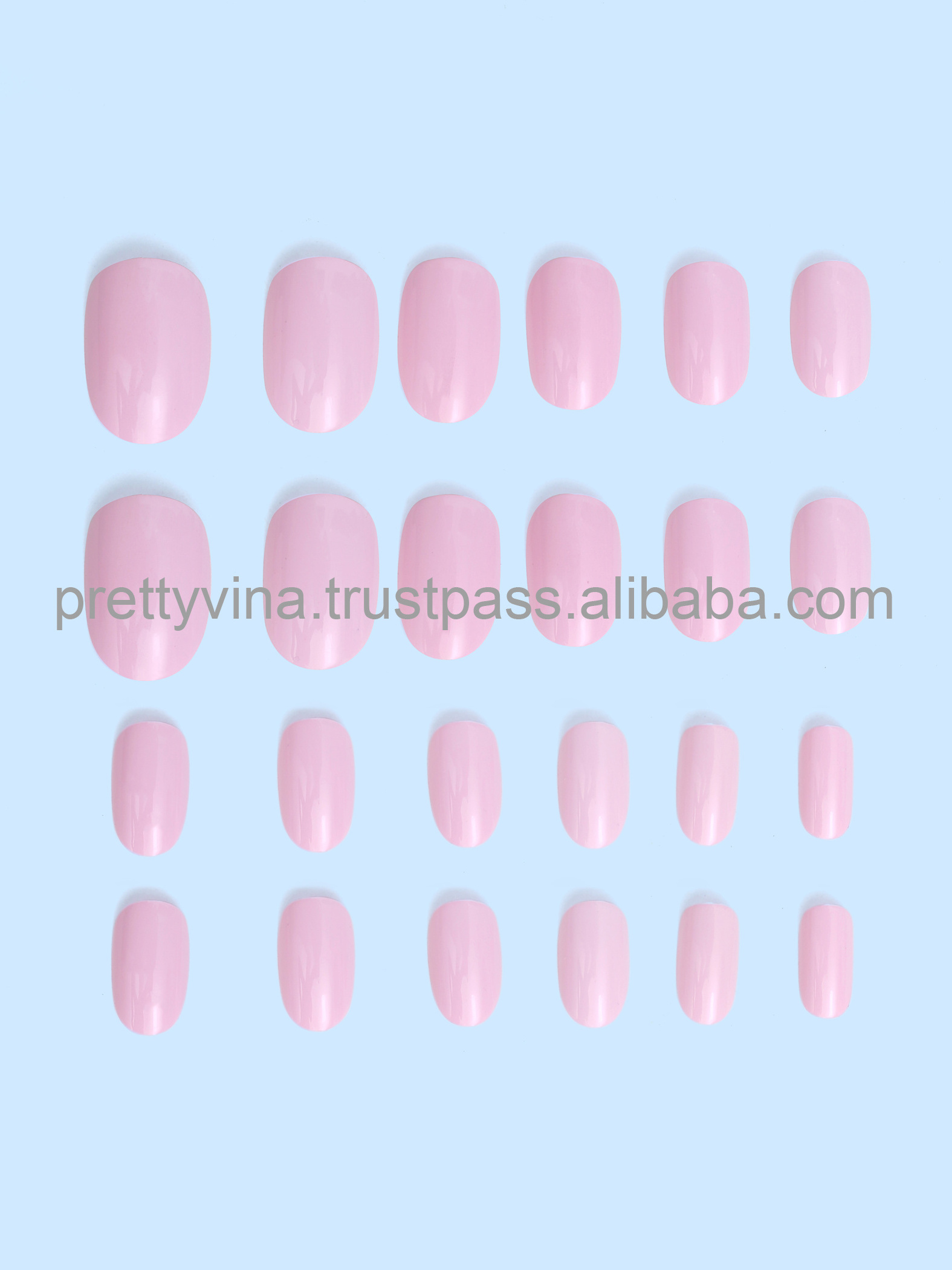 PRETTY WOMAN Best selling pale pink false nails oval solid color press on nails Gel Shine artificial fingernails faux nails